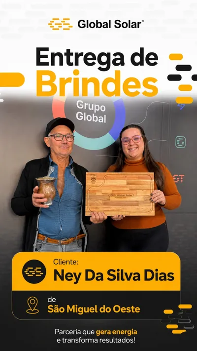 Entrega de brinde a clientes da Global Solar em São Miguel do Oeste