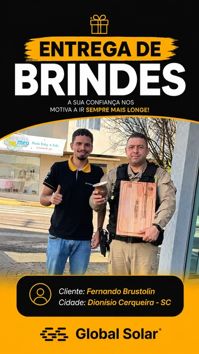 Entrega de brinde a clientes da Global Solar em Dionísio Cerqueira