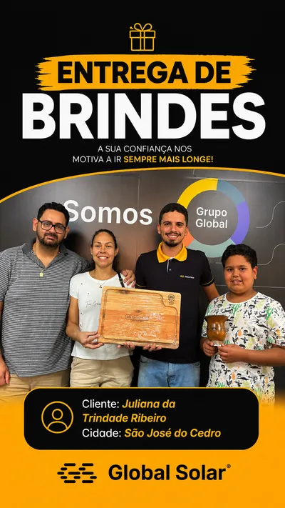 Entrega de brinde a clientes da Global Solar em São José do Cedro